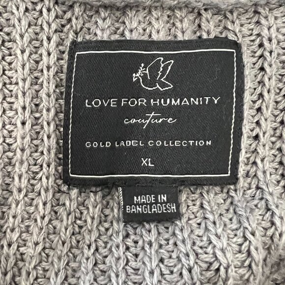 Love for Humanity Couture Womens Knit Cardigan Gray Sweater Size XL - Picture 6 of 7